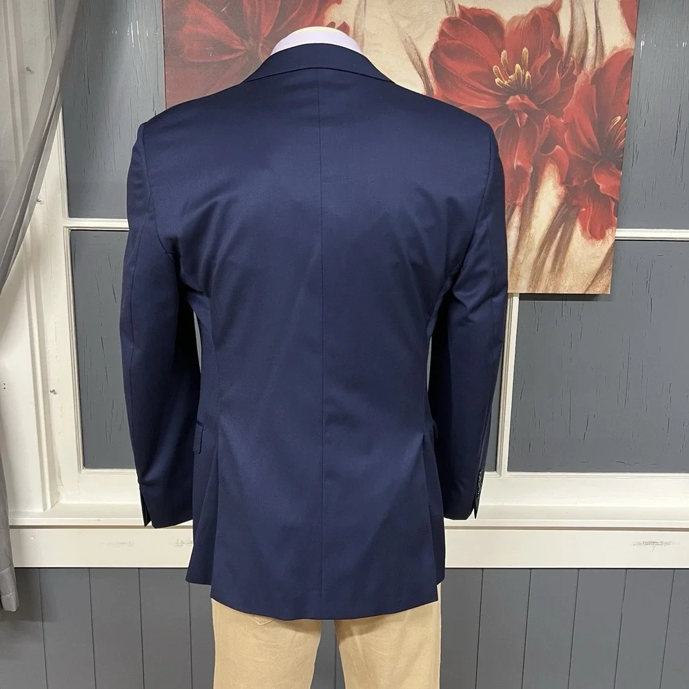 DKNY Blazer Jacket Sport Coat Mens 40R Slim‎ Fit Wool Navy